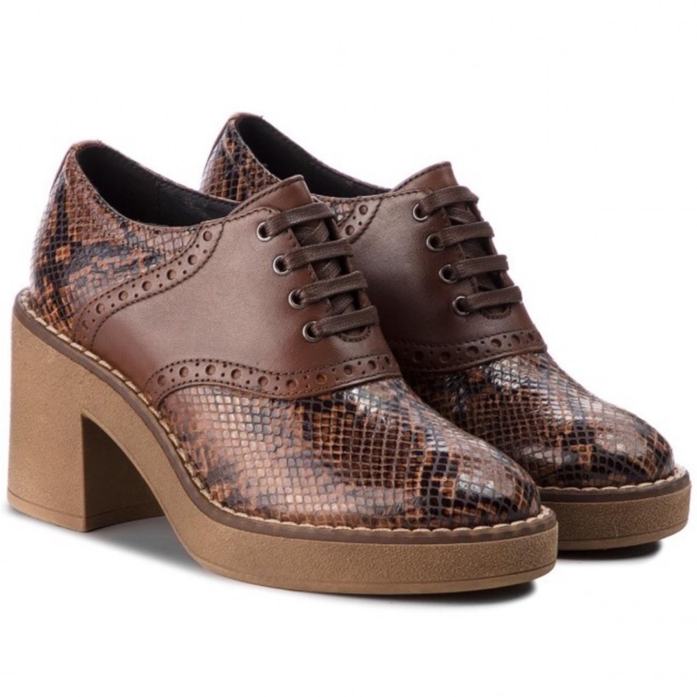 Geox Leather Adrya Snakeskin Brown Ankle Boots